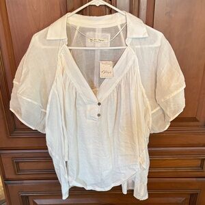 We The Free Cream Blouse with Button Detail